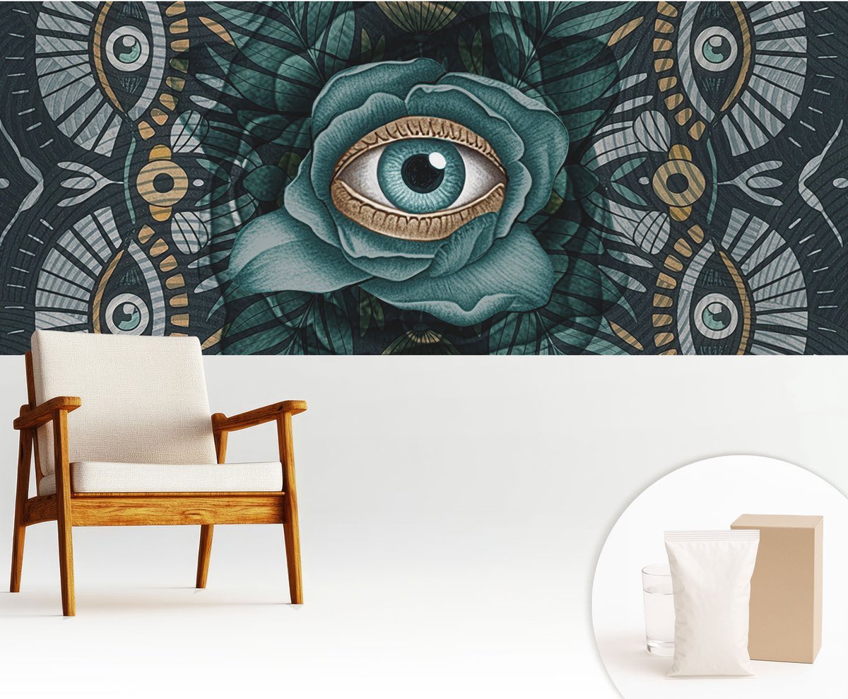 Wallfluent Fotobehang - Marine Vliesbehang - 250x104 cm - Bloem Oog Muurschildering - Gang behang Abstractie - Fotobehang Vlies - Gang behang