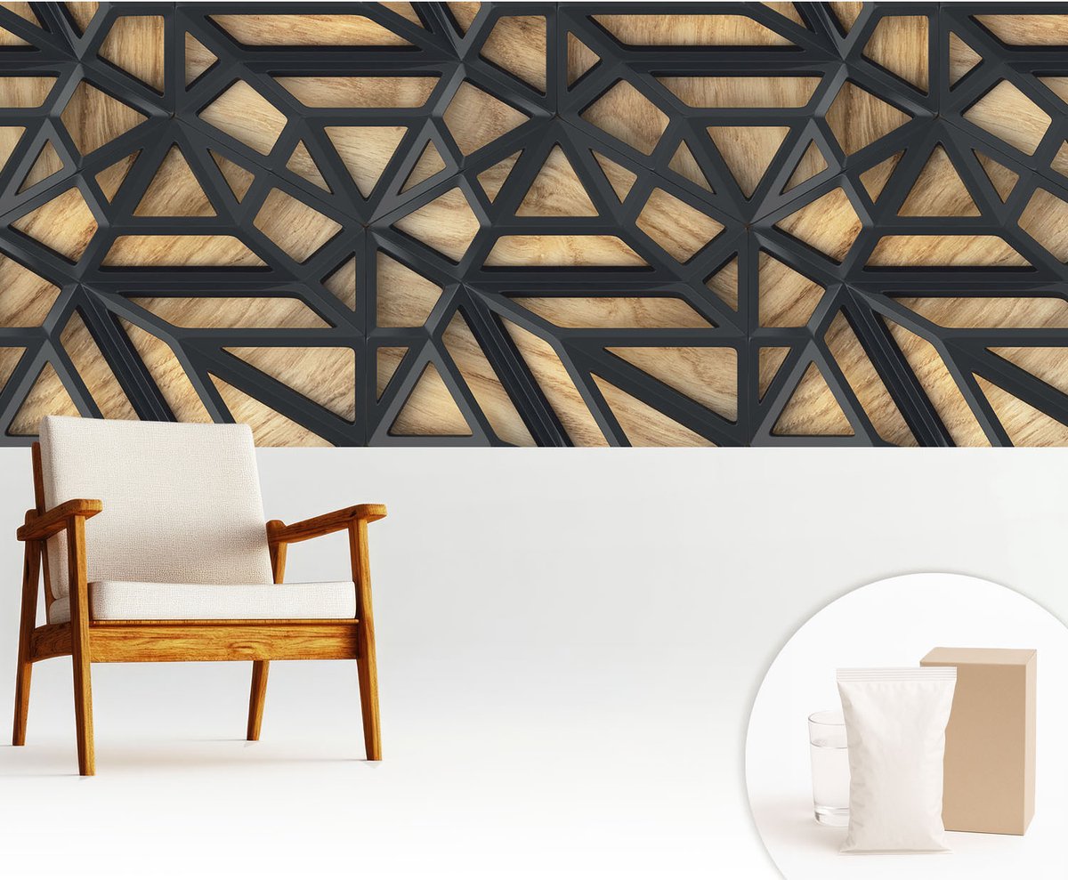 Wallfluent Fotobehang - Grijs Vliesbehang - 250x104 cm - Geometrische Verbinding Fotobehang Vlies - Woonkamer behang Texturen - Muurschildering - Woonkamer behang