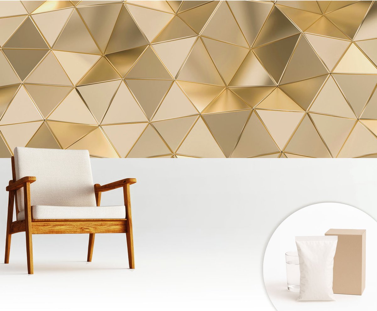 Wallfluent Fotobehang - Grijs Vliesbehang - 250x104 cm - Driehoekige Patronen Fotobehang Vlies - Hal behang Geometrie - Muurschildering - Hal behang
