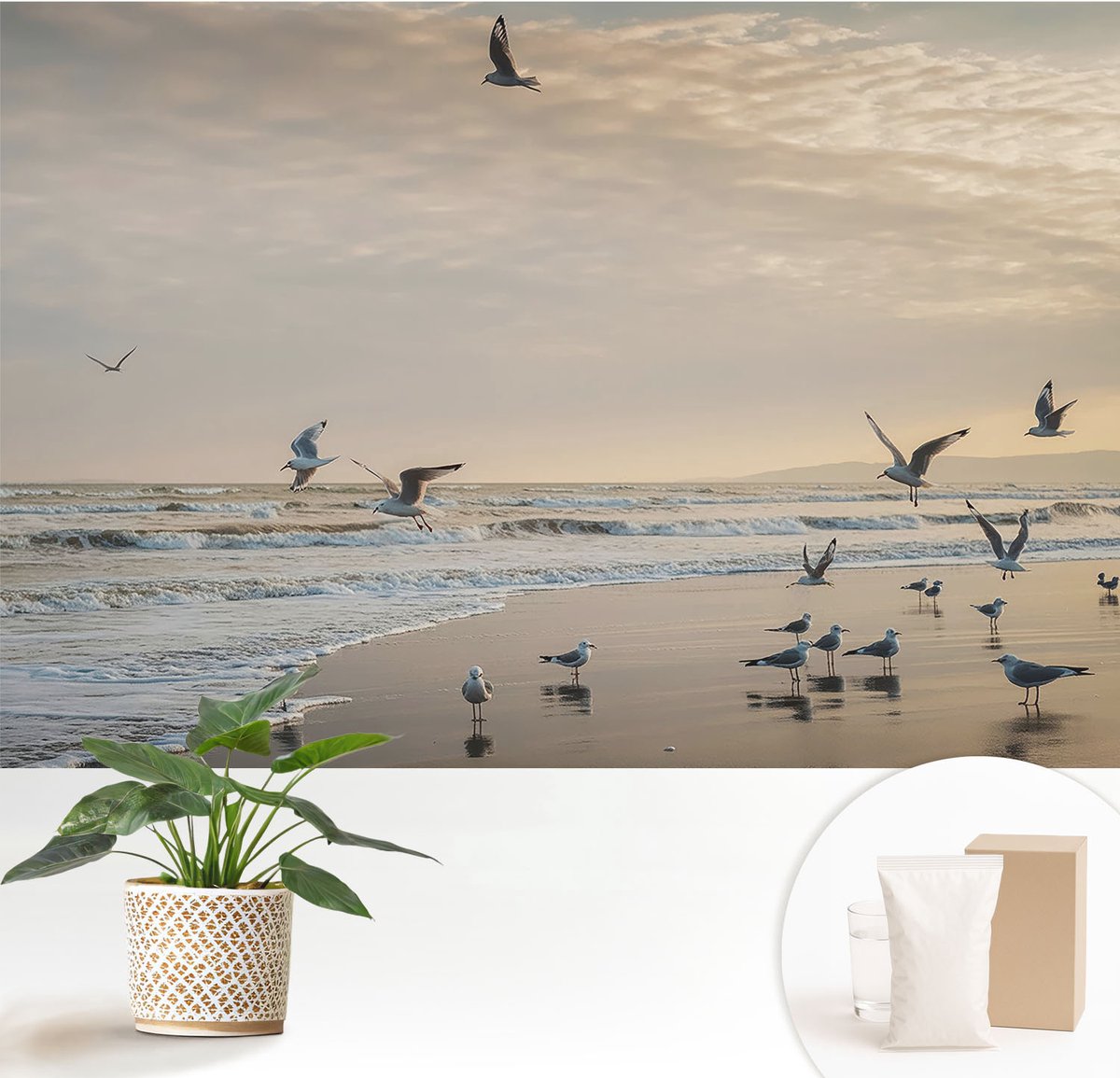 Wallfluent Fotobehang - Zwart Vliesbehang - 152x104 cm - Rust Aan Zee Fotobehang Vlies - Hal behang Landschappen - Muurschildering - Hal behang