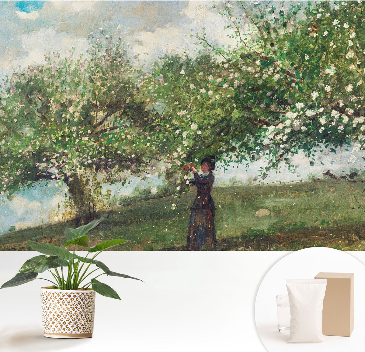 Wallfluent Fotobehang - Groente Vliesbehang - 152x104 cm - Lentetafereel Muurschildering - Gang behang Landschappen - Fotobehang Vlies - Slaapkamer behang