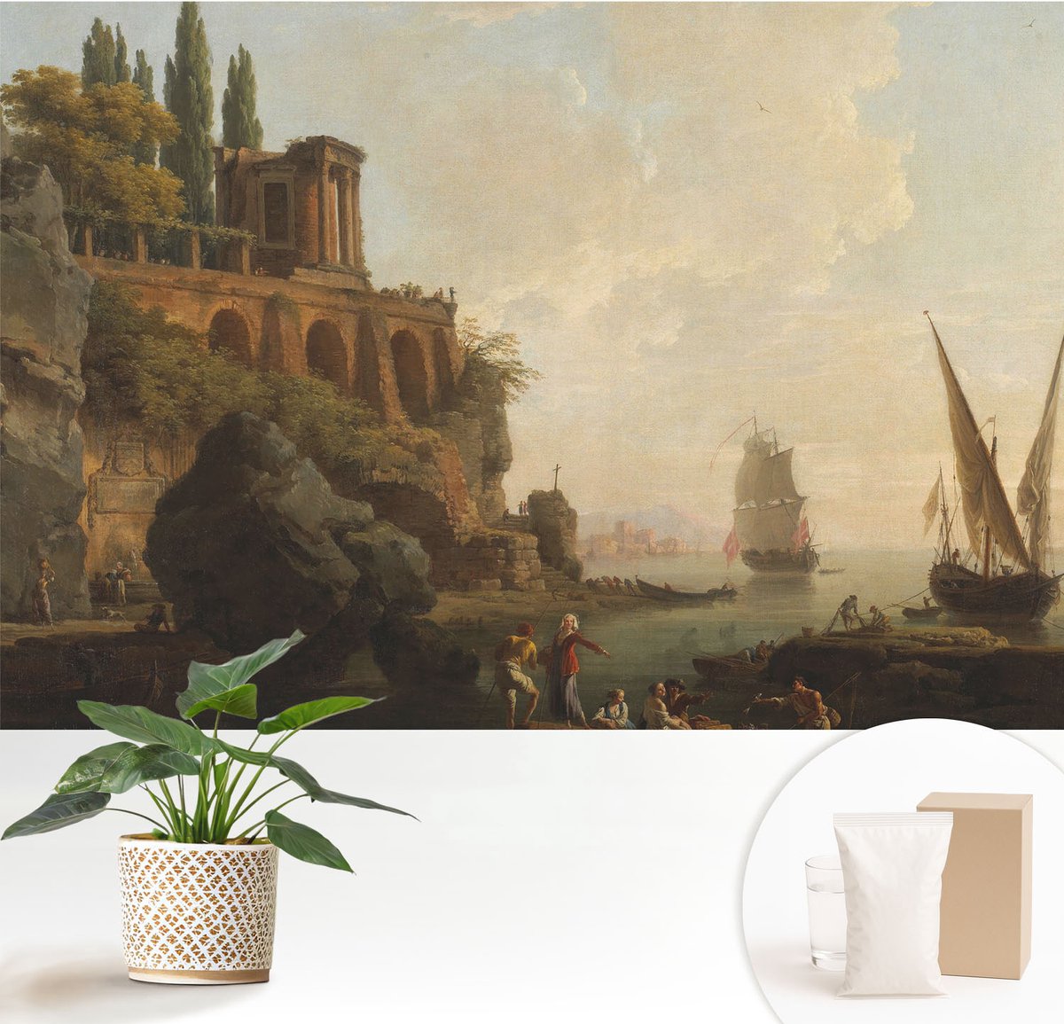 Wallfluent Fotobehang - Bruin Vliesbehang - 152x104 cm - Zeegezicht Muurschildering - Slaapkamer behang Landschappen - Fotobehang Vlies - Slaapkamer behang