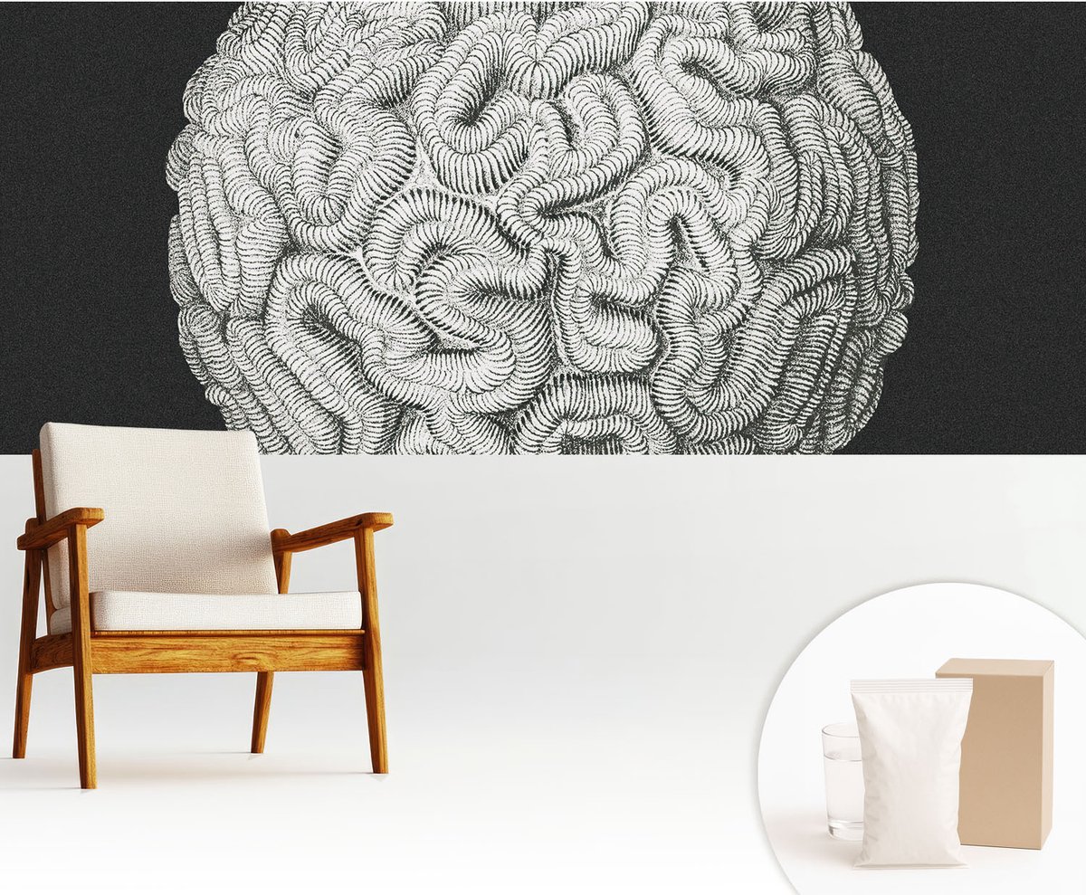 Wallfluent Fotobehang - Zwart Vliesbehang - 250x104 cm - Bolvormige Structuur Fotobehang Vlies - Hal behang Abstractie - Muurschildering - Woonkamer behang
