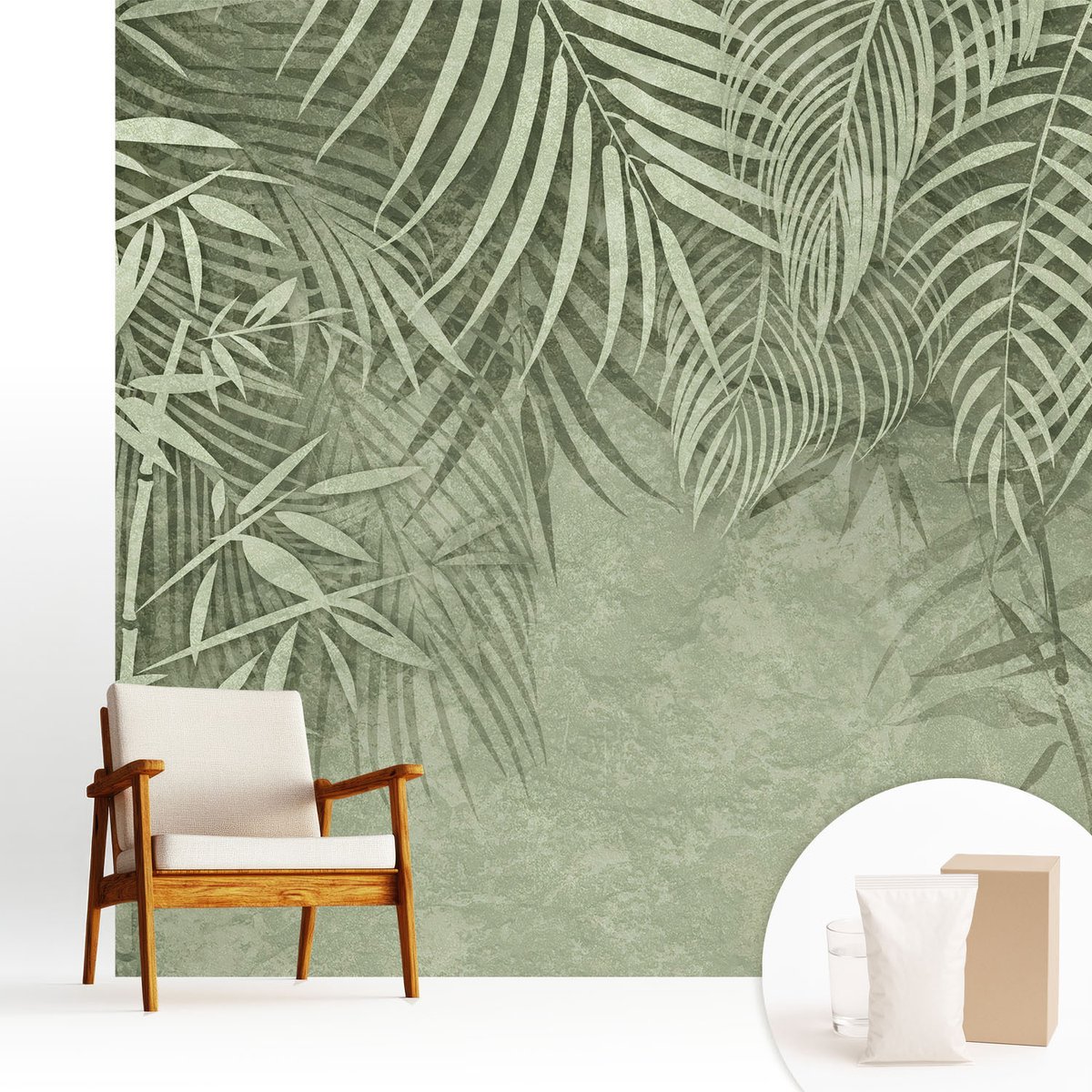 Wallfluent Fotobehang - Groente Vliesbehang - 250x250 cm - Bamboeparadijs Fotobehang Vlies - Woonkamer behang Bloemen En Planten - Muurschildering - Woonkamer behang