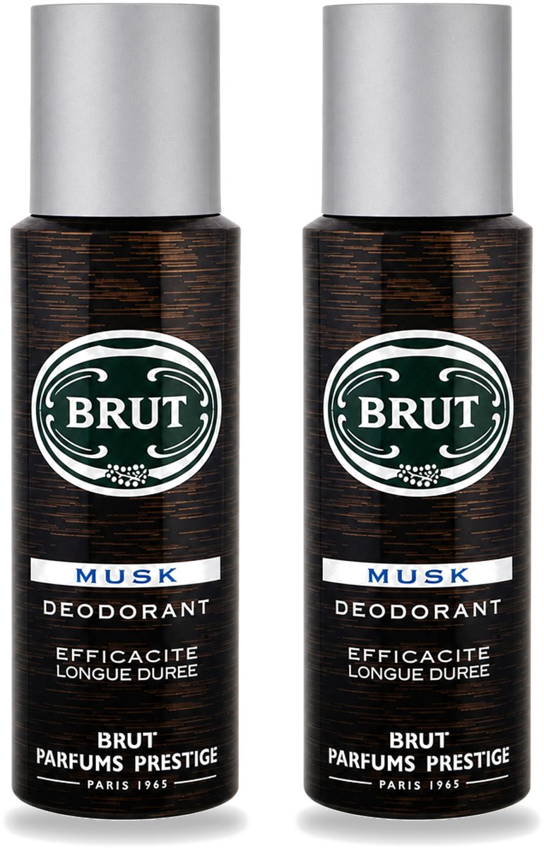2 x Brut - Deodorant - Spray - Musk - Klassieke mannengeur - 200ml - Voordeelverpakking - 2 stuks