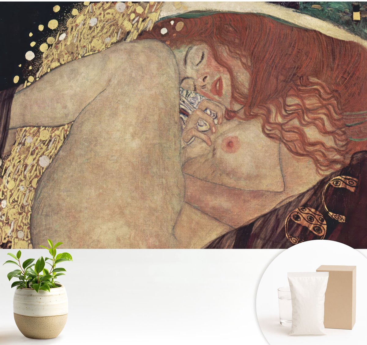 Wallfluent Fotobehang - Bruin Vliesbehang - 104x70 cm - Sensuele Handeling Fotobehang Vlies - Hal behang Deel - Muurschildering - Hal behang