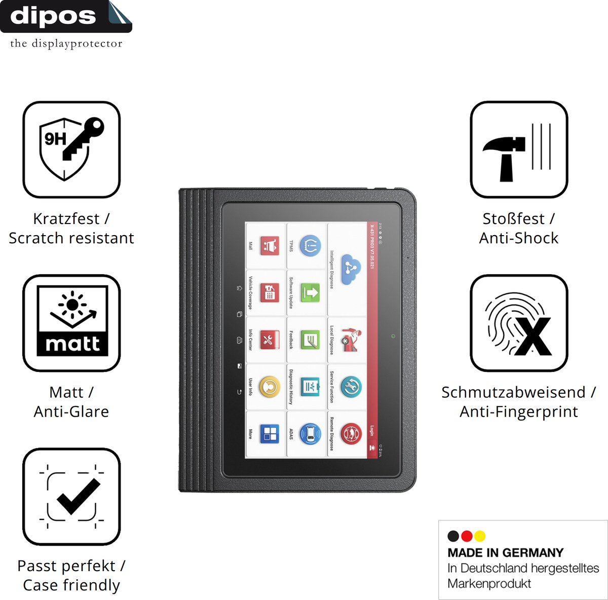 dipos – 2x Matte Pantserfolie geschikt voor Launch X-431 V+ 2026 10.1 | 9H Screenprotector