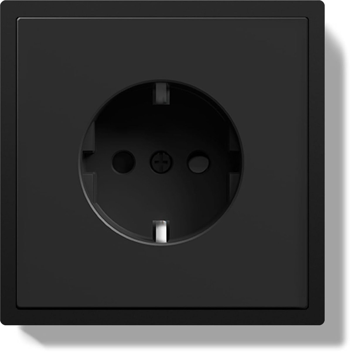 SnelShoppen - Schuko Wandcontactdoos Flush-Mounted EU Standaard 16Amp, 80x80mm PC Frame, Zwart, Eenvoudige Claw Montage, Ideaal voor Thuis en Kantoor