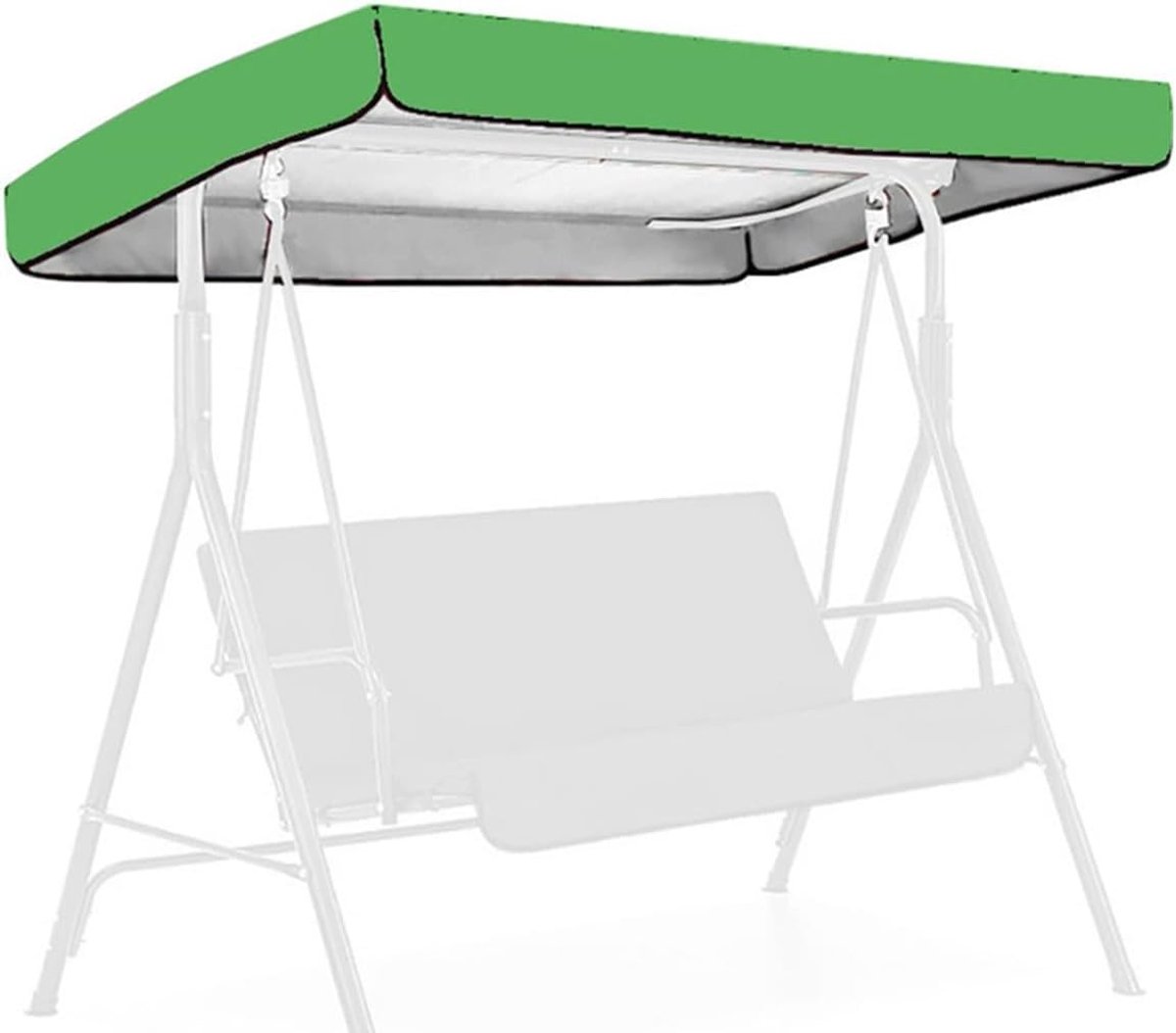 Luifel voor veranda schommel, 195 x 125 x 15 cm, Tuin schommelhoes, UV-bestendig, Zonwering voor 2 of 3 zitplaatsen, Waterdicht, Stofdicht, voor buitengebruik, Groen