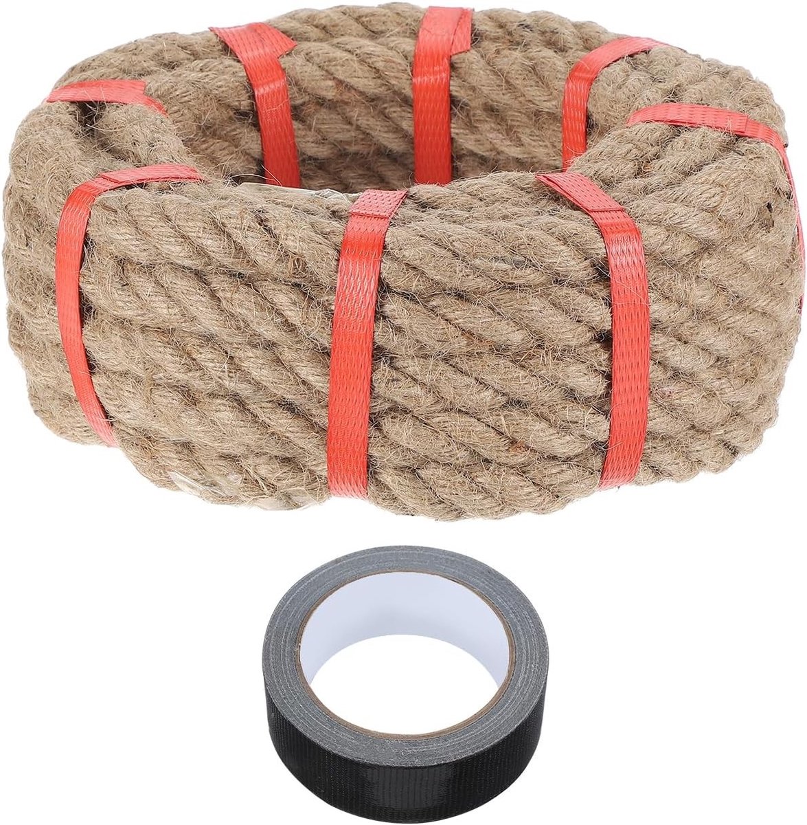 Jute touw 2 cm x 20 m - Dik natuurlijk gevlochten touw voor handwerk, moli touwtrekken en tuinprojecten