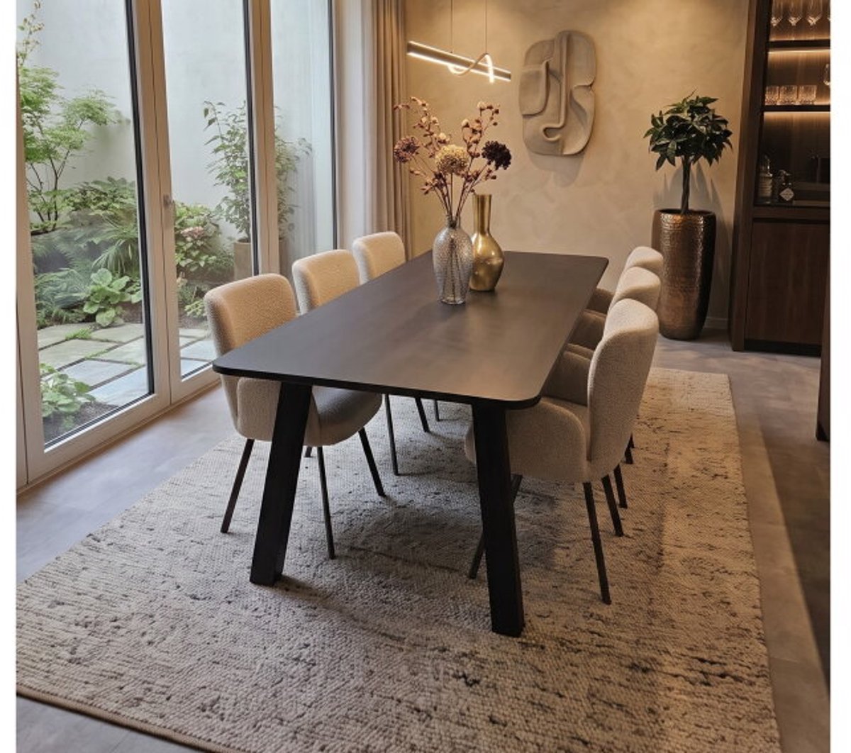 Eettafel Salo rechthoekig met afgeronde hoeken eiken 220x100 cm - Dark Chocolate