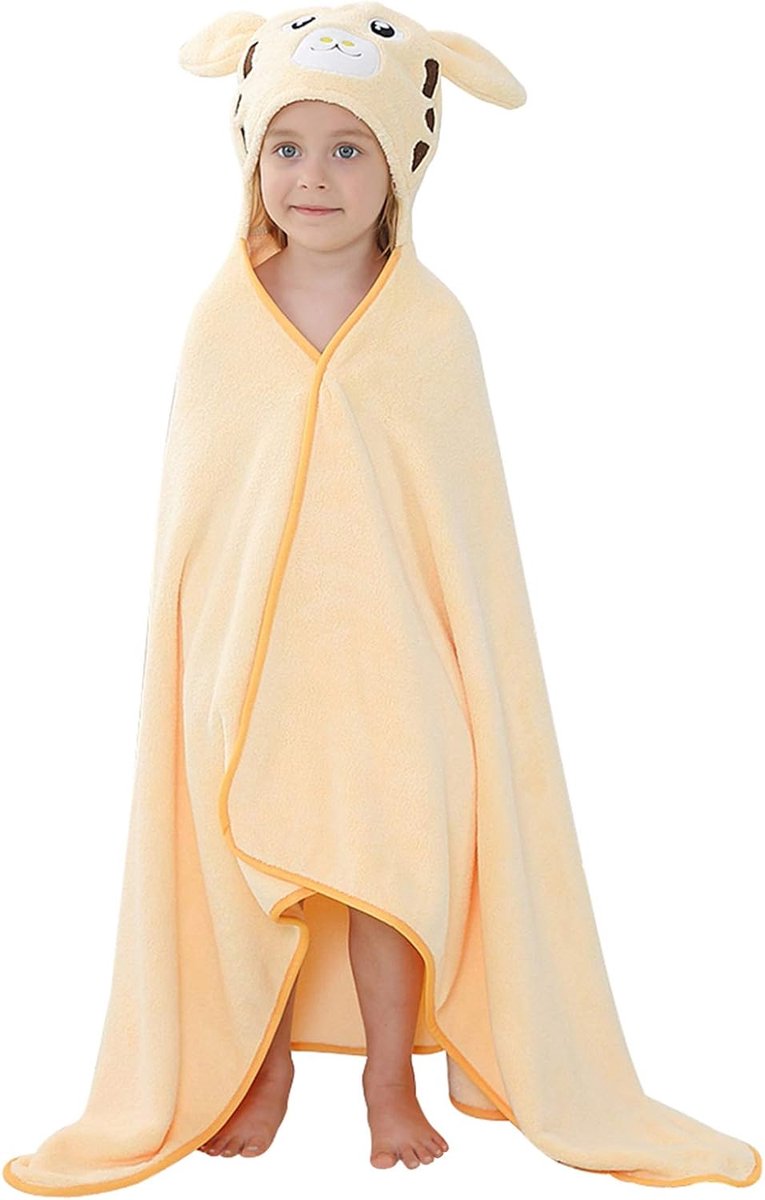 SnelShoppen - Extra Grote Hooded Baby Handdoeken met Dierenhoofd, Superzacht en Absorberend, Perfect voor Kinderen van 0-8 Jaar, Giraffe Design, Ideaa
