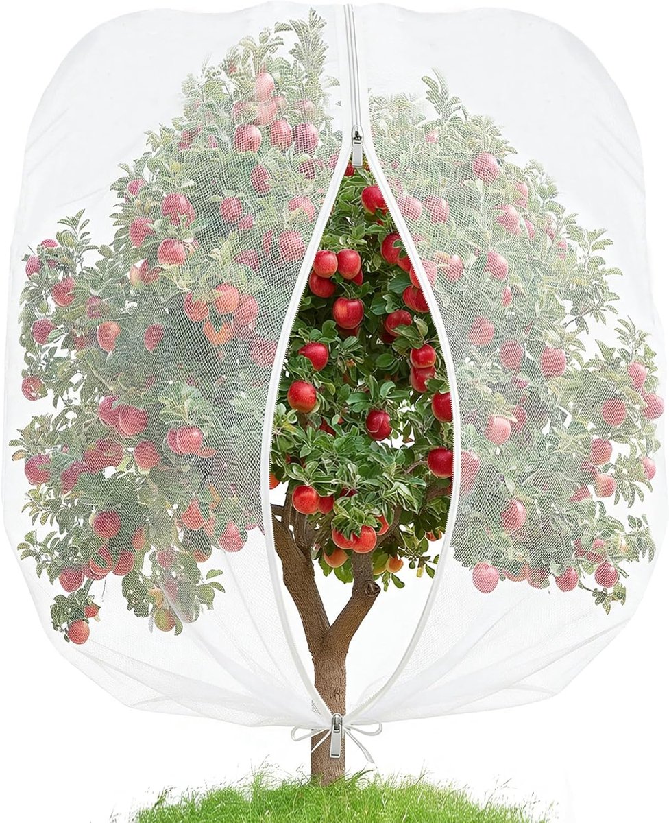 SnelShoppen - Insectenbeschermnet 183 x 215 cm, Herbruikbaar en Ademend, Met Rits en Trekkoord, Ideaal voor Tuin, Fruitboom, Patio en Boerderij