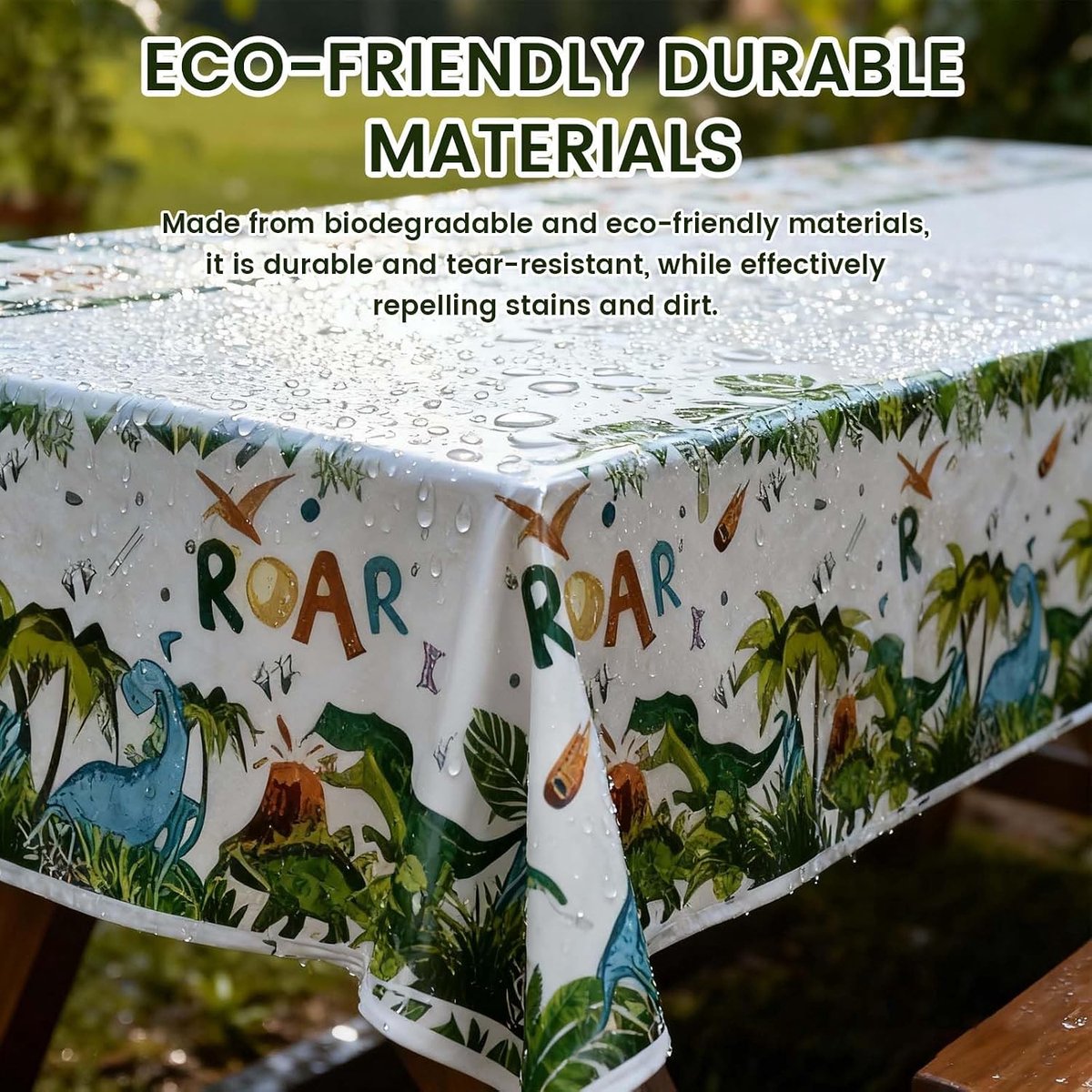 Tafelkleed 180x108cm - Groene dinosaurussen - Perfect voor kinderfeestjes - ShopVlot