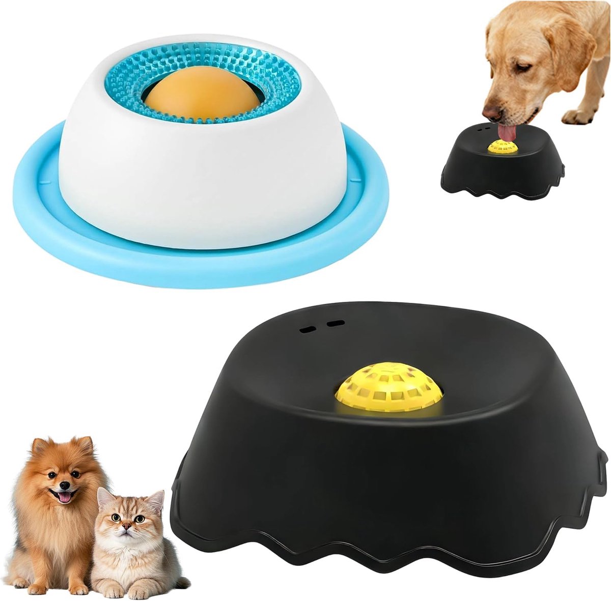 SnelShoppen - Lick Ball voor Honden en Katten, Silicone Anti-Slow Feeder Speelgoed, 2 Stuks, Voederbak met Zuignap, Innovatieve Lick Ball voor Gelukki