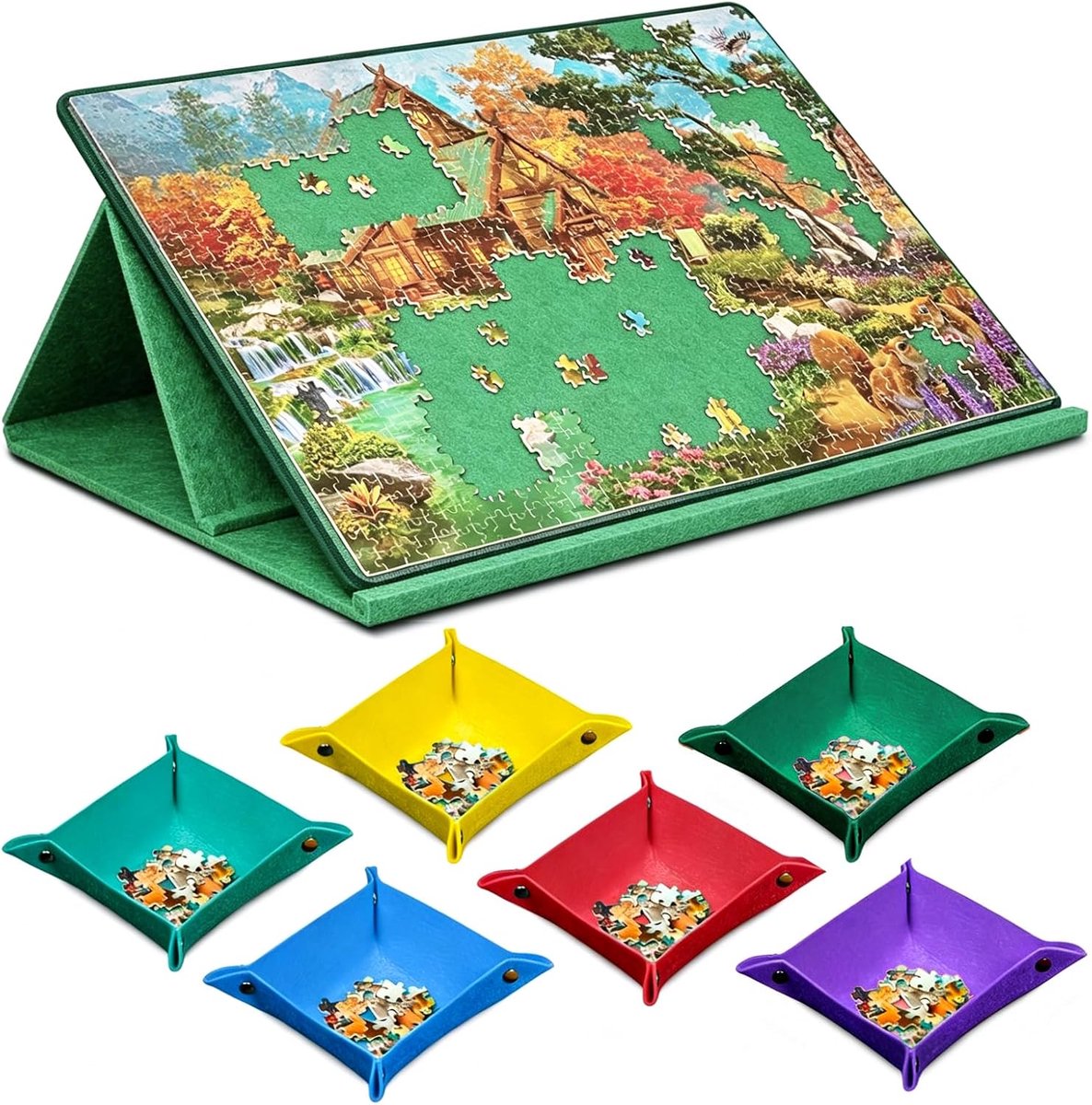 Puzzelbord 1000 stukjes, puzzelbord met 2-in-1 stand- en afdekkingsontwerp