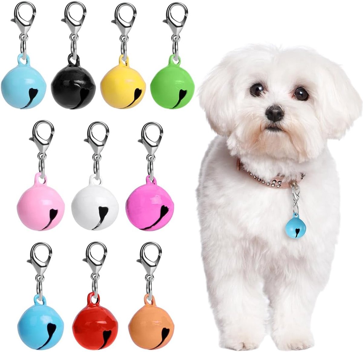10 stuks hangers voor hondenhalsbanden, belletjes voor honden en katten, hangers voor hondenhalsbanden, kleurrijke belletjes met sluitingen, accessoires voor huisdierhalsbanden