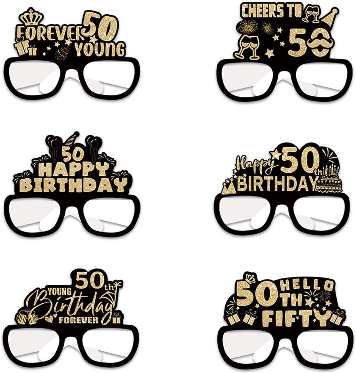 Brillen 50 jaar, humoristische decoraties, fotoaccessoires voor 50e verjaardag, heren en dames, creëert sfeer en onvergetelijk feest
