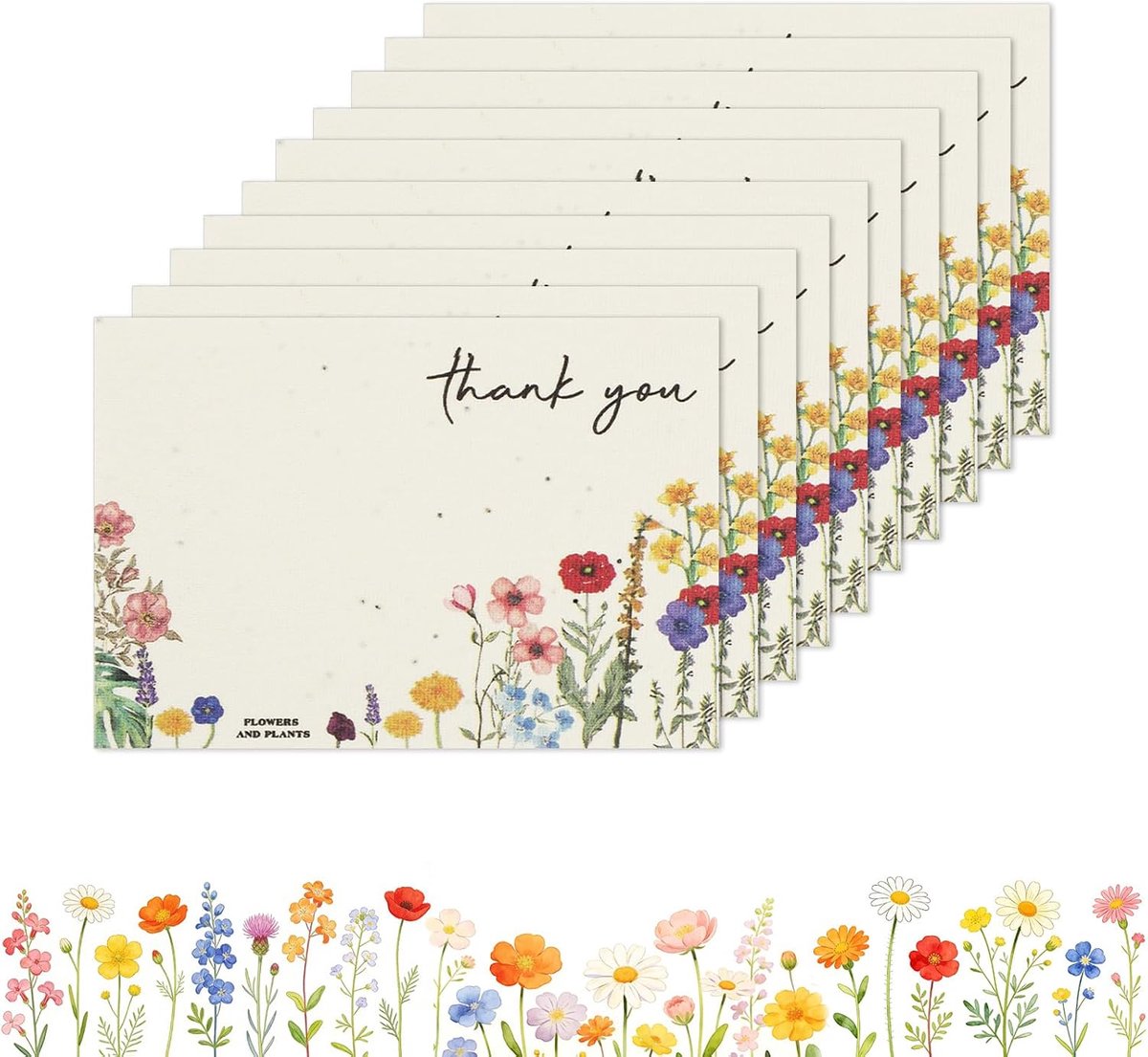 10 Stuks Plantbare Papieren Kaarten - 7x10cm Handgemaakte Kaarten met Wilde Bloemzaden, DIY Kaarten voor Bruiloftsbedankjes, Bruidshower, Cadeauverpakking & Levensviering