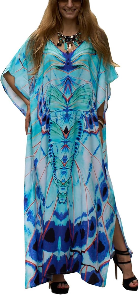 Kaftan nachthemd voor dames, loungewear, strandjurk, bedekking, sarong, pareo