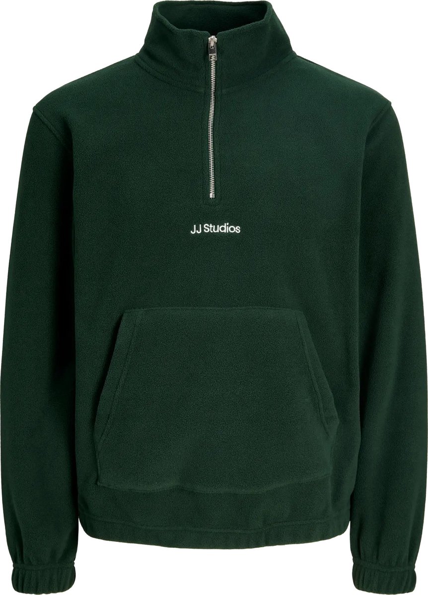JACK & JONES Soho half zip fleece regular fit - heren sweatshirt polyester met opstaande boord - groen (scarab)