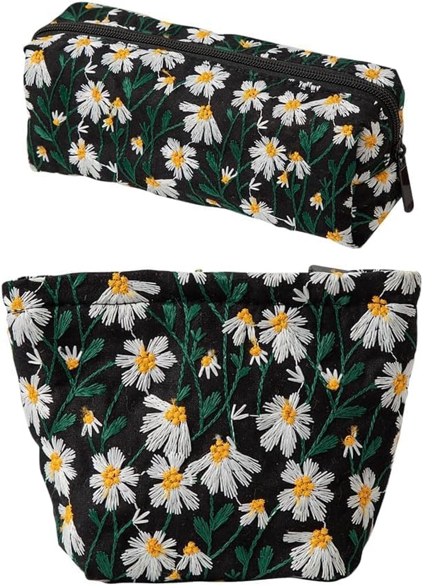 Set 2 stuks cosmeticatas dames organizer cosmetica toilettas reizen grote capaciteit reisbenodigdheden waterdichte make-uptas dames make-uptas cosmeticatas, Zwart