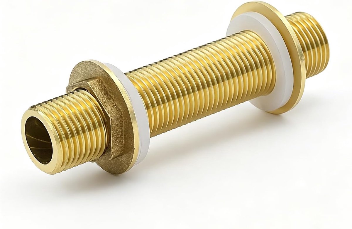 1,27 cm, messing tankaansluiting G1/2 inch, messing scheidingswand, slangaansluiting met 2 siliconen afdichtingen, voor watertanks en kranen (G1/2, 100 mm)