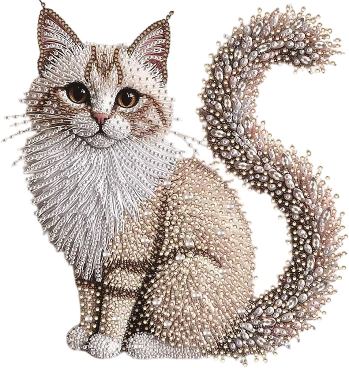 Diamond Painting Kat, 30 × 30 cm 5D Diamantschilderij Kat & Dier Diamant Kunst, DIY Kristal Strass Diamond Painting Kit voor Volwassenen & Beginners, Canvas voor Wanddecoratie
