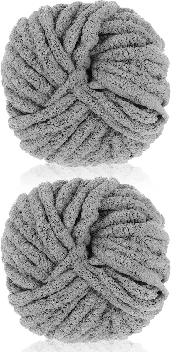 2 stuks dik garen, 240 g Chenille-garen met de hand breien, veelkleurige zachte dikke wol, superdikke wol voor breien en haken deken, kussen, huisdierbedden, tassen, hoeden, sjaals (donkergrijs
