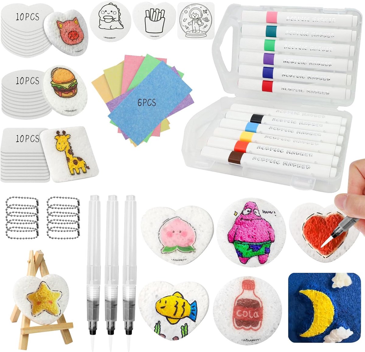 Puffy Paint Set, 62 stuks 3D-schuimschilderset voor kinderen, schuimtextuur, schilderset met 36 schuimtextuurschilderpapier, 12 kleuren stiften, magische schuimstructuurschilderset, voor