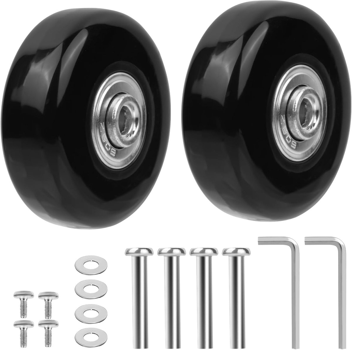 Wielen, 50 x 18 mm, universele rubberen draaibare wielen, reservewielen voor bagage, reparatiekoffer met accessoires