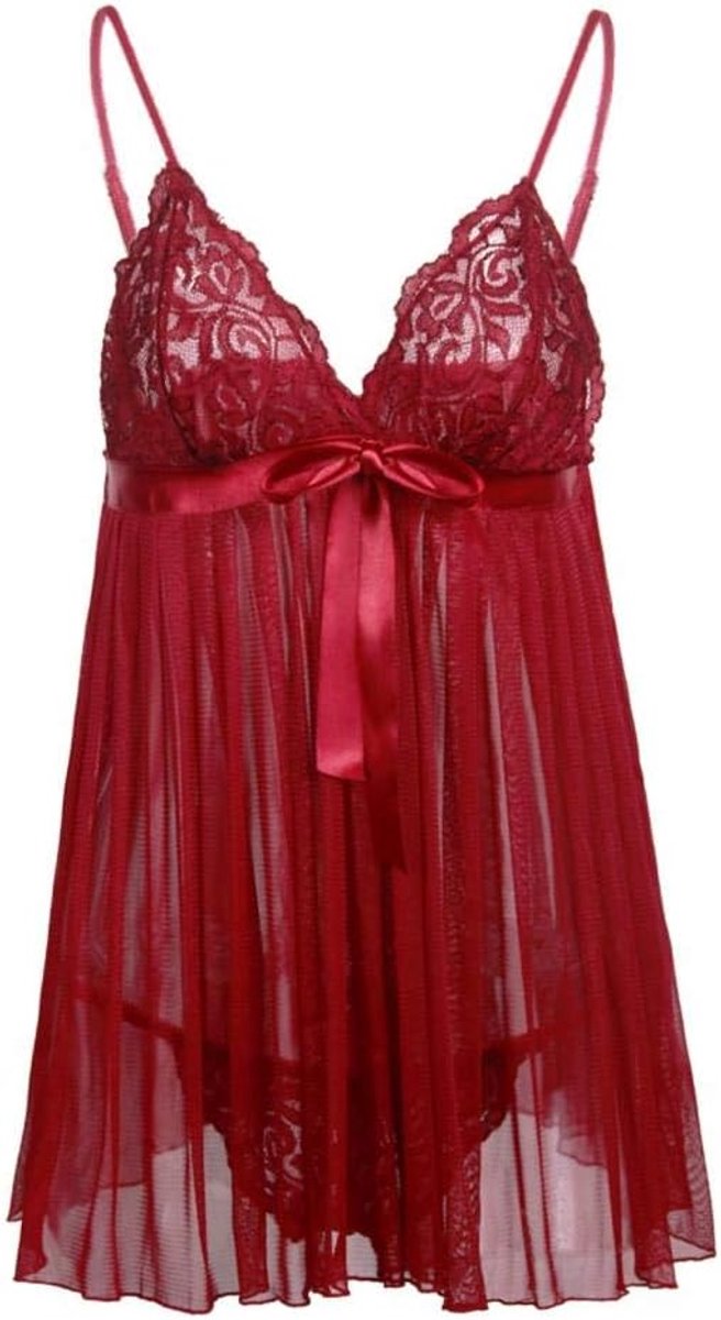 Dameskleding XL-6XL Dames Kanten Nachtkleding Erotische Lingerie Porno Ondergoed Hol Verleiding Sexy Kostuum-Red_6XL