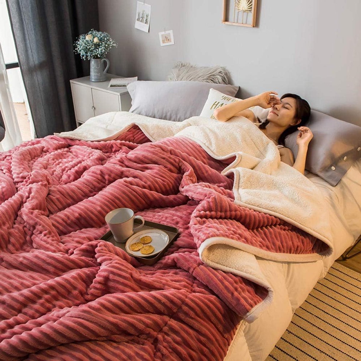 Graden van comfort gewogen deken queen size voor volwassenen - gelijkmatige gewichtsverdeling met premium glaskralen | Warme zware deken voor gebruik door één persoon -1_200x230cm