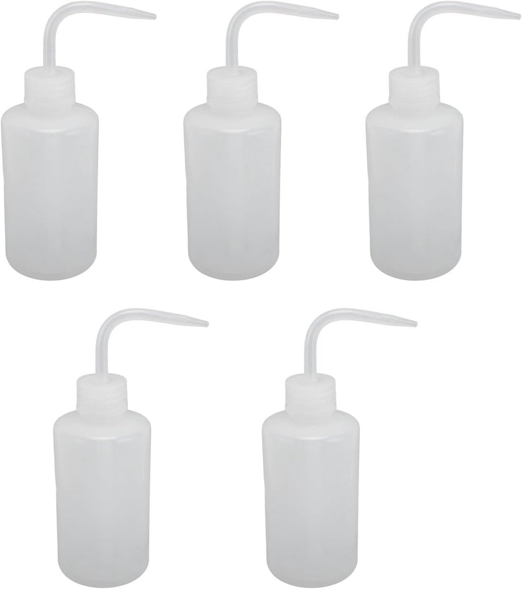 5-delige Plastic Knijpfles, Multifunctionele Plastic Economie-wasfles, Spuitfles met Weegschaal voor Het Reinigen van Water (250ml)
