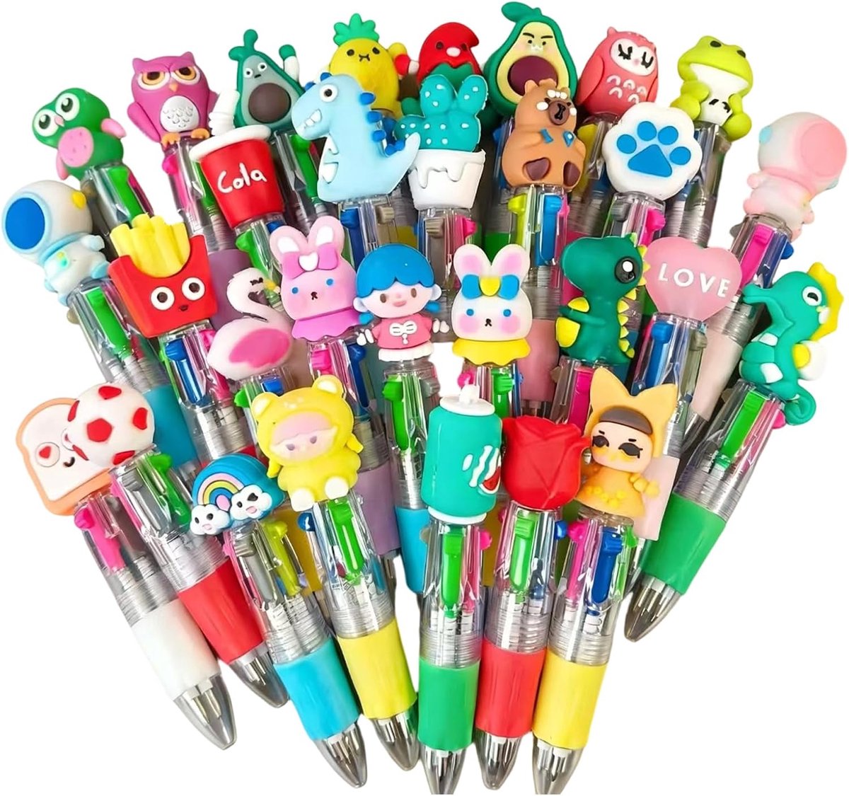 Balpennen in 4 kleuren voor kinderen, intrekbare pennen met cartoons, cadeaus voor verjaardag, gasten, kinderen, details voor studenten, voor het einde van de cursus en kinderfeest
