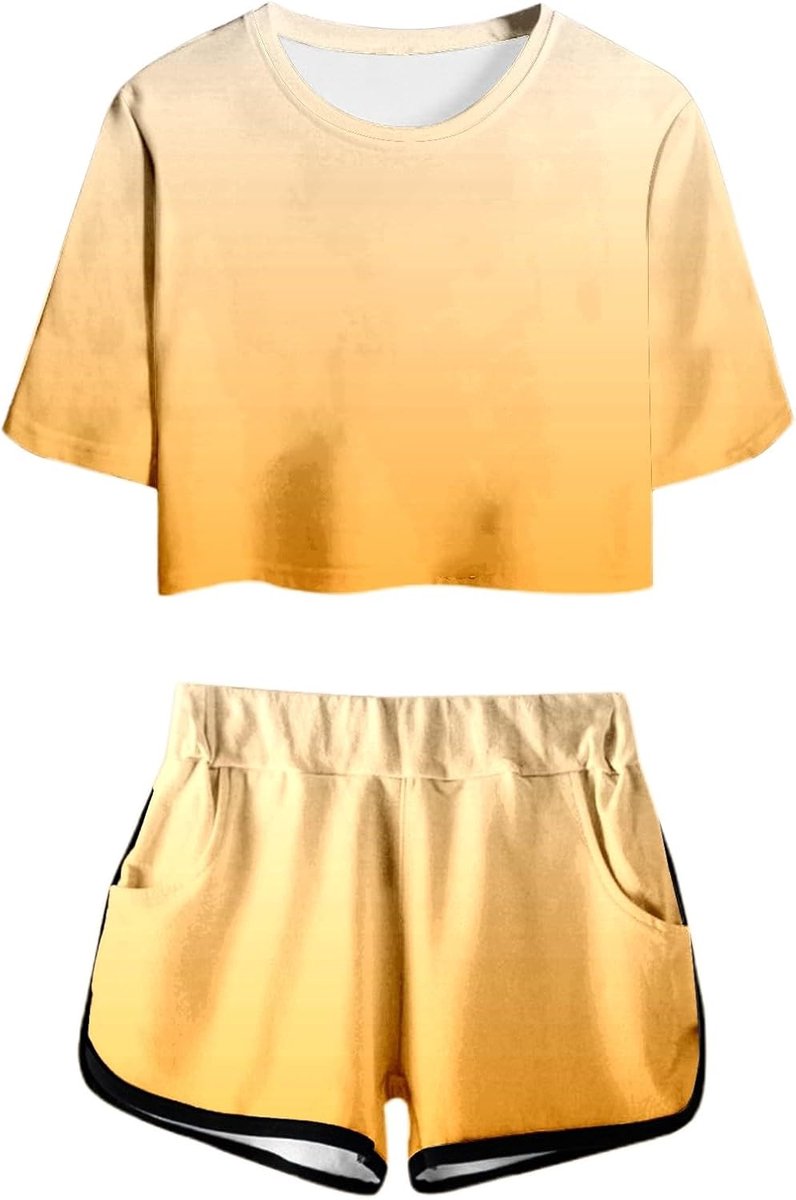 Tweedelige outfit voor meisjes, eenhoorn, katoen, zomer, shorts, T-shirt, kinderkleding, mode, casual, sport, bovenstuk, ademend, schattige bloemen, A62
