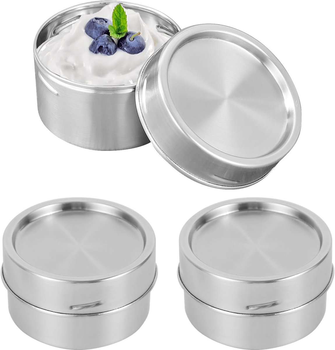 3 stuks roestvrijstalen broodtrommels, goede afdichting, robuust en valbestendig, roestvrijstalen container, snackbox, geschikt voor snacks, fruit, muesli