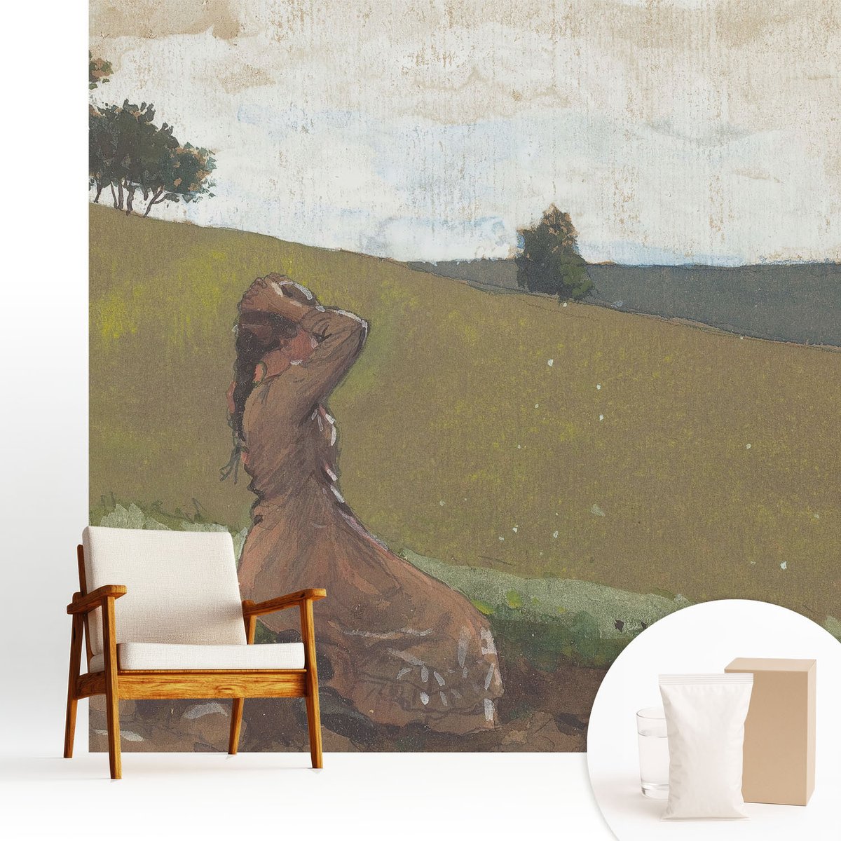 Wallfluent Fotobehang - Groente Vliesbehang - 250x250 cm - Een Rustige Scène Muurschildering - Slaapkamer behang Landschappen - Fotobehang Vlies - Slaapkamer behang