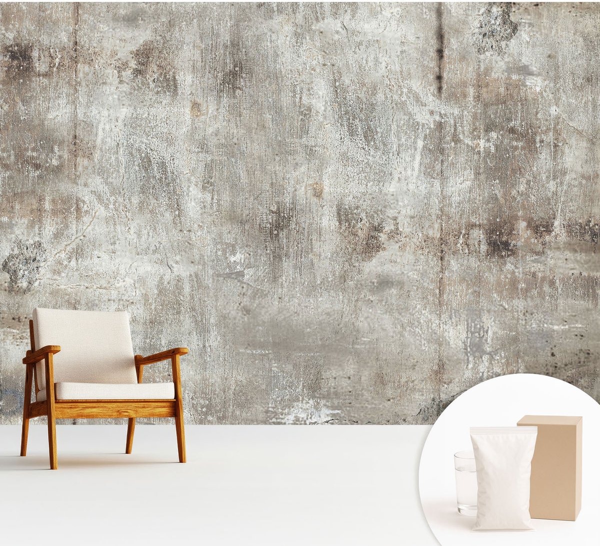 Wallfluent Fotobehang - Grijs Vliesbehang - 312x219 cm - Industriële Ruimte Muurschildering - Slaapkamer behang Texturen - Fotobehang Vlies - Slaapkamer behang