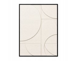 WALLARENA - Akoestisch schilderij van vilt 120x90 cm - 3D wandpaneel met lijst - minimalistische boogvormen in crème - wanddecoratie voor minder galm