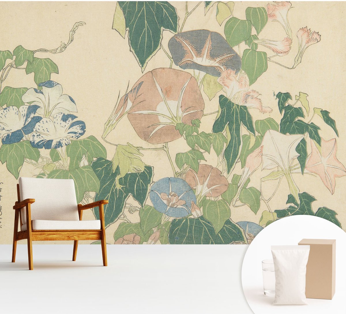 Wallfluent Fotobehang - Groente Vliesbehang - 312x219 cm - Bloemige Elegantie Muurschildering - Gang behang Bloemen En Planten - Fotobehang Vlies - Slaapkamer behang