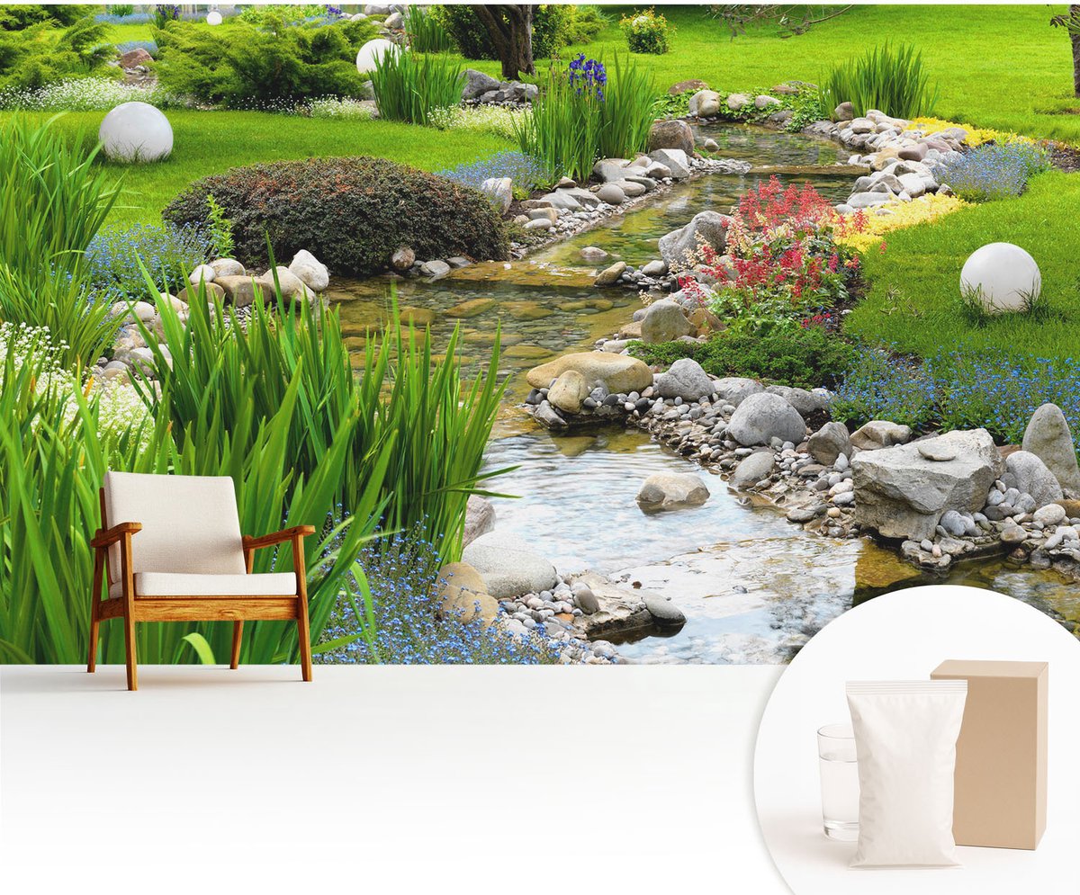 Wallfluent Fotobehang - Groente Vliesbehang - 416x254 cm - Idyllische Tuin Muurschildering - Slaapkamer behang Bloemen En Planten - Fotobehang Vlies - Slaapkamer behang