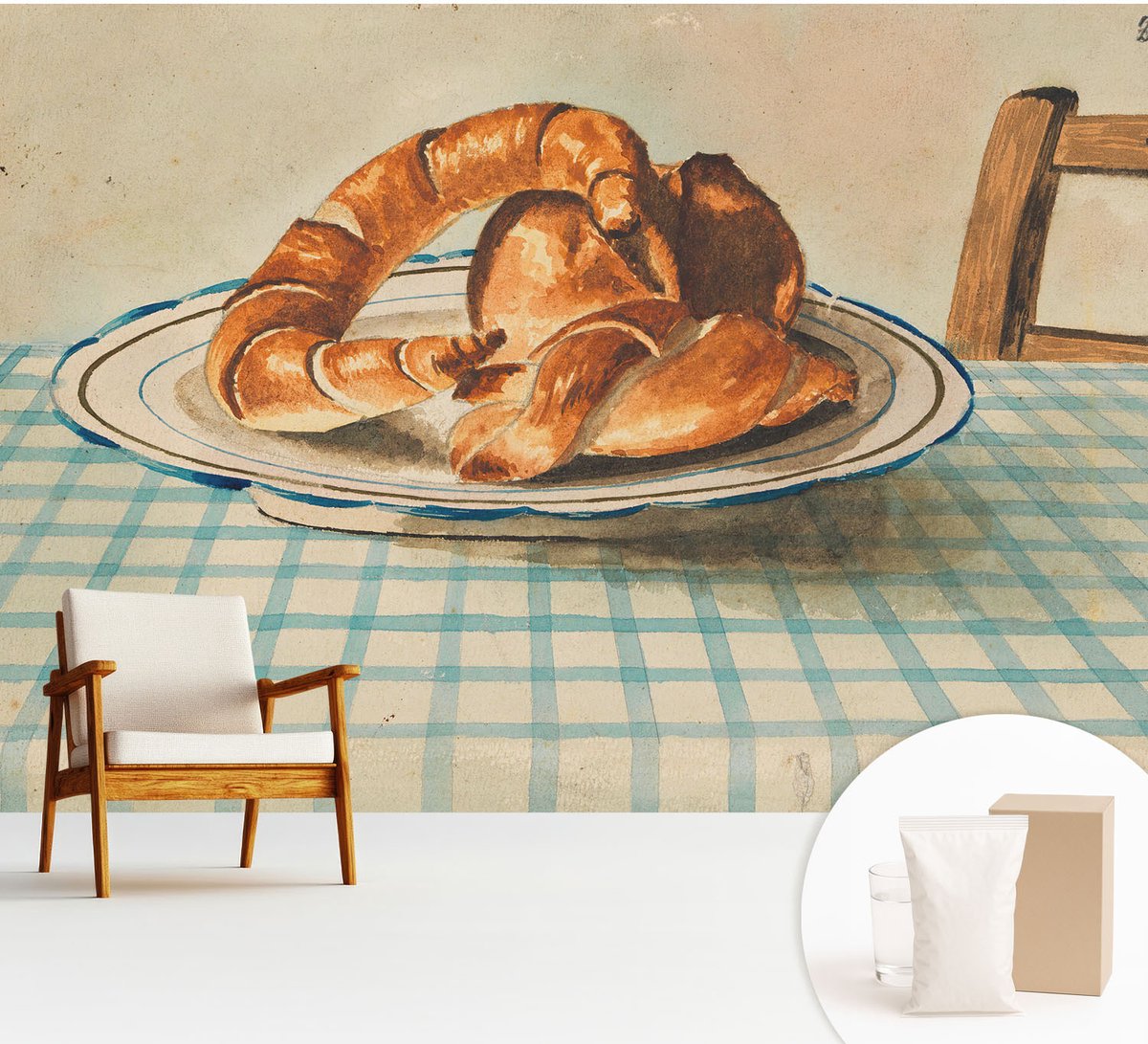 Wallfluent Fotobehang - Bruin Vliesbehang - 312x219 cm - Keukengebakken Producten Fotobehang Vlies - Hal behang Voedsel - Muurschildering - Woonkamer behang