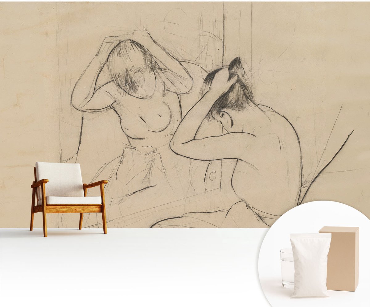 Wallfluent Fotobehang - Wit Vliesbehang - 416x254 cm - Artistieke Elegantie Muurschildering - Slaapkamer behang Deel - Fotobehang Vlies - Gang behang