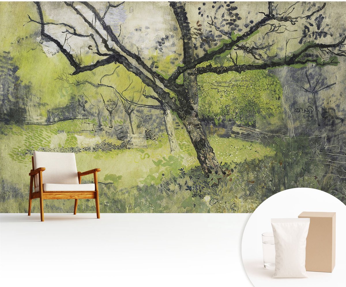 Wallfluent Fotobehang - Groente Vliesbehang - 416x254 cm - Lentepark Fotobehang Vlies - Woonkamer behang Landschappen - Muurschildering - Hal behang