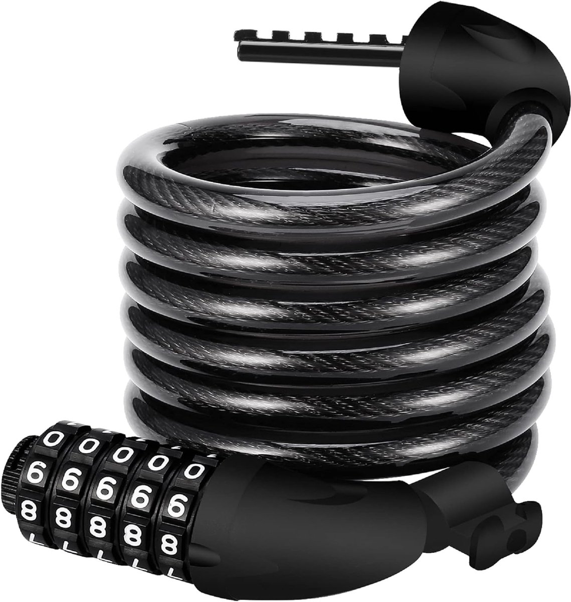 Fietsslot met 5-cijferige combinatie, 12 mm stalen kabel, 120 cm lang - hoogbeveiligingsslot, 5-cijferige combinatie, PVC-gecodeerde stalen kabel, roestvrij en slijtvast, geschikt voor fietsen en deursloten.