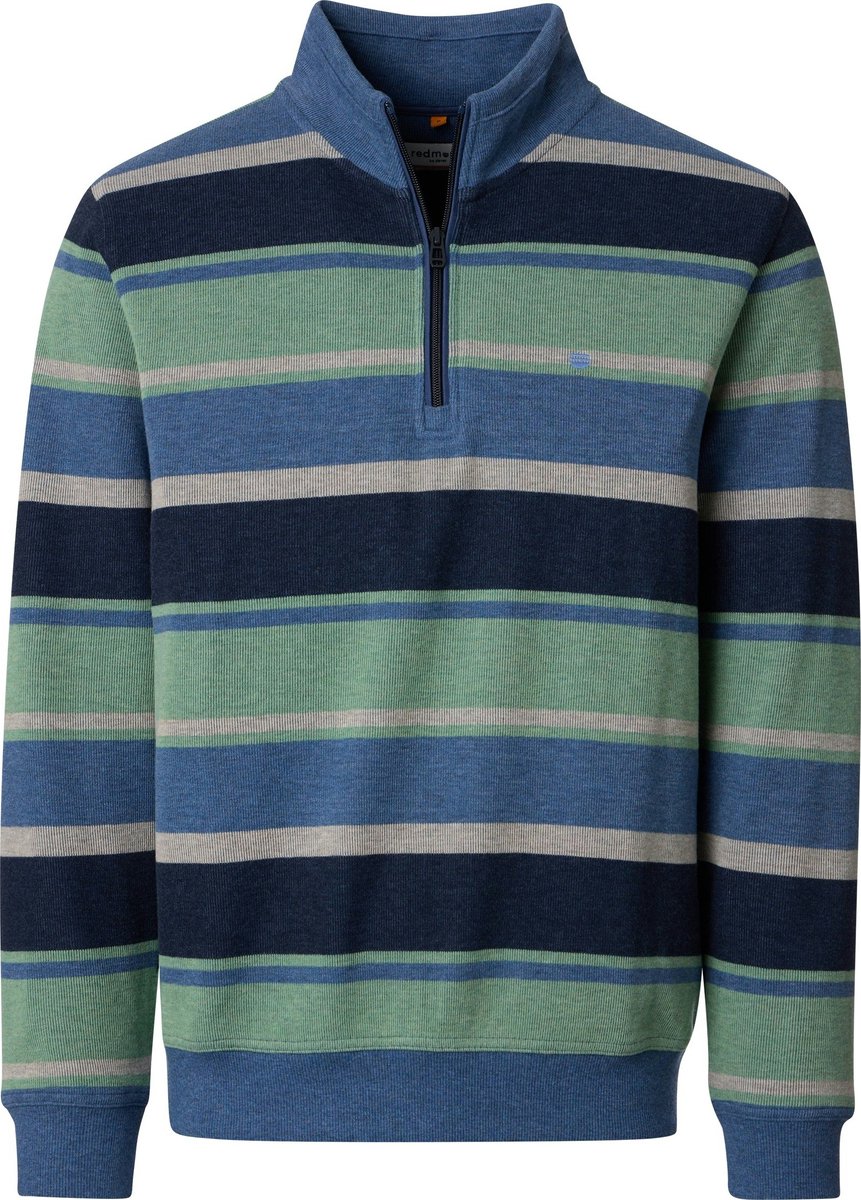 Redmond heren schipperstrui katoen - opstaande kraag - multicolor-blauw - groen - donkerblauw en grijs