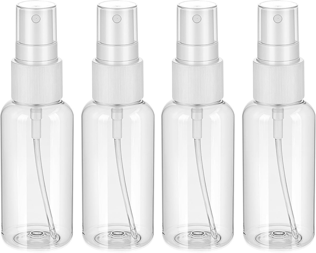 Dailygoods- Sprayflessen 30ml - 4 Stuks - Transparant - Herbruikbaar - Lichtgewicht - Voor Reizen - Geschikt voor Gezicht en Lichaam - Mini Sprayflessen