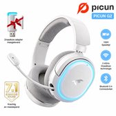 Picun G2- Bedrade Gaming Headset-Over Ear Koptelefoon Draadloos- Draadloze Headset met Microfoon - Bluetooth 5.3 - Geschikt voor PC/PS5/PS4/Switch - Inklapbaar - - Bluetooth Headset - Wit