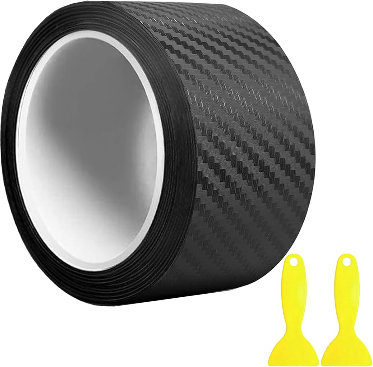10 m x 5 cm carbonfolie met 2 kunststofschrapers, anti-aging autofolie, zwart, vlekbestendig, waterdicht - ShopVlot